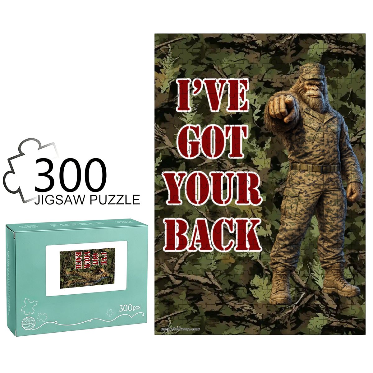 Army Sasquatch "I got your back" 300pcs Wooden Vertical Jigsaw Puzzle