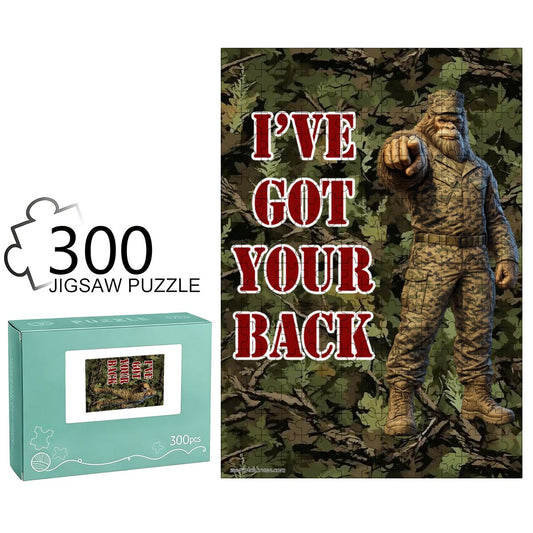 Army Sasquatch "I got your back" 300pcs Wooden Vertical Jigsaw Puzzle