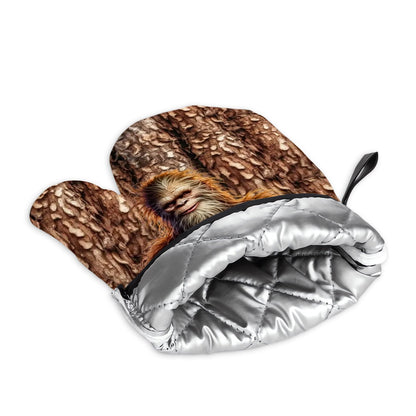 Bigfoot Sasquatch Heart Hands, Set of 4 Oven Mitts / Hot Pads