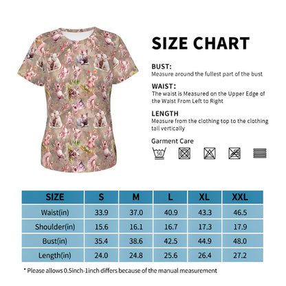 10 Animal Design, Women’s Polyester Short Sleeve T-Shirts - Many Designs, Horses, Dogs, Cats, PIgs