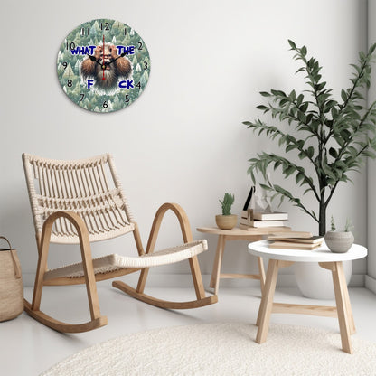 Bigfoot, Sasquatch, "What The F_ck!" Wooden Wall Clock- Made in USA