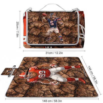 Foldable Zipper Picnic Mat- Blanket 58”x58” w/ Carry Straps