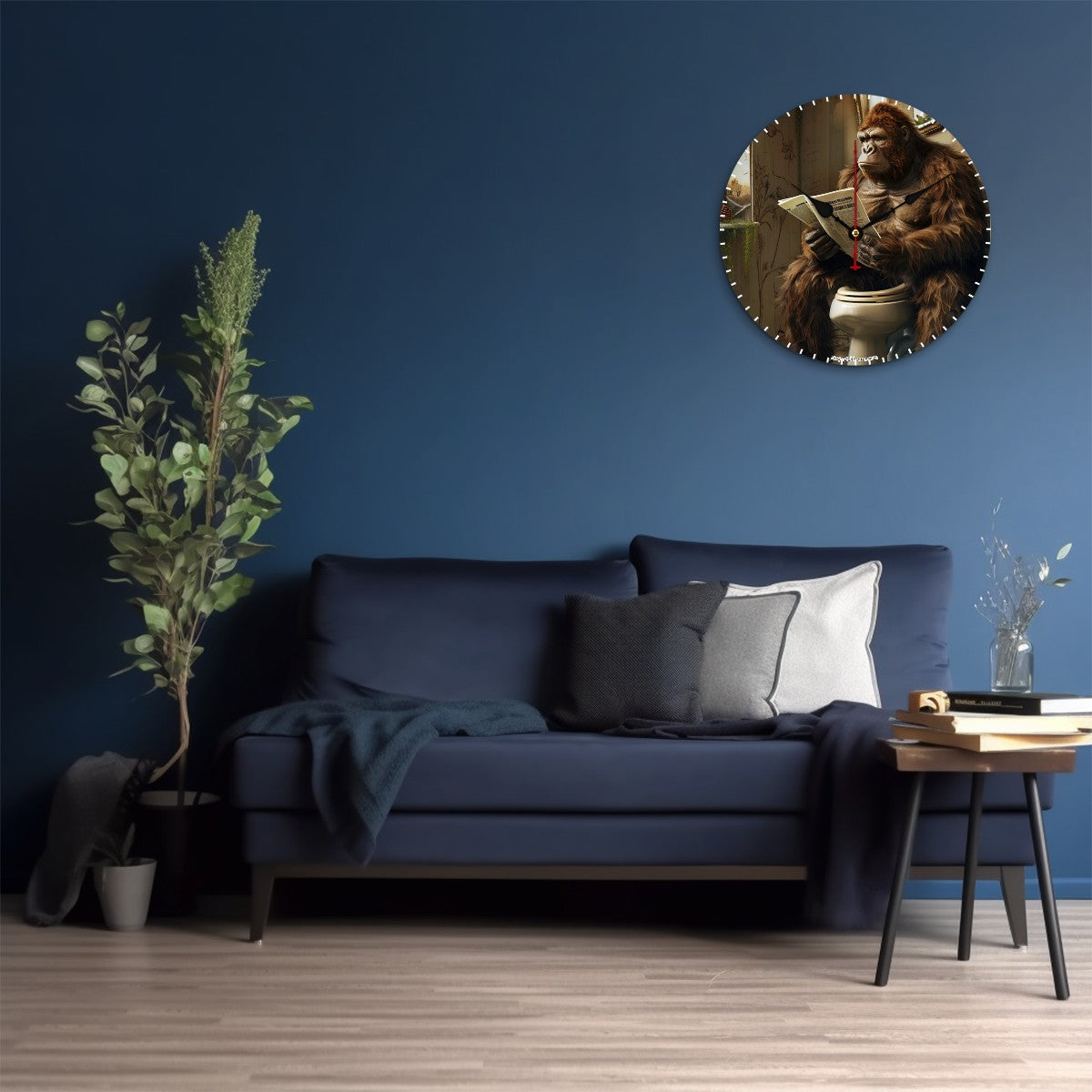 Bigfoot Sasquatch Toilet, Wooden Wall Clock- Made in USA