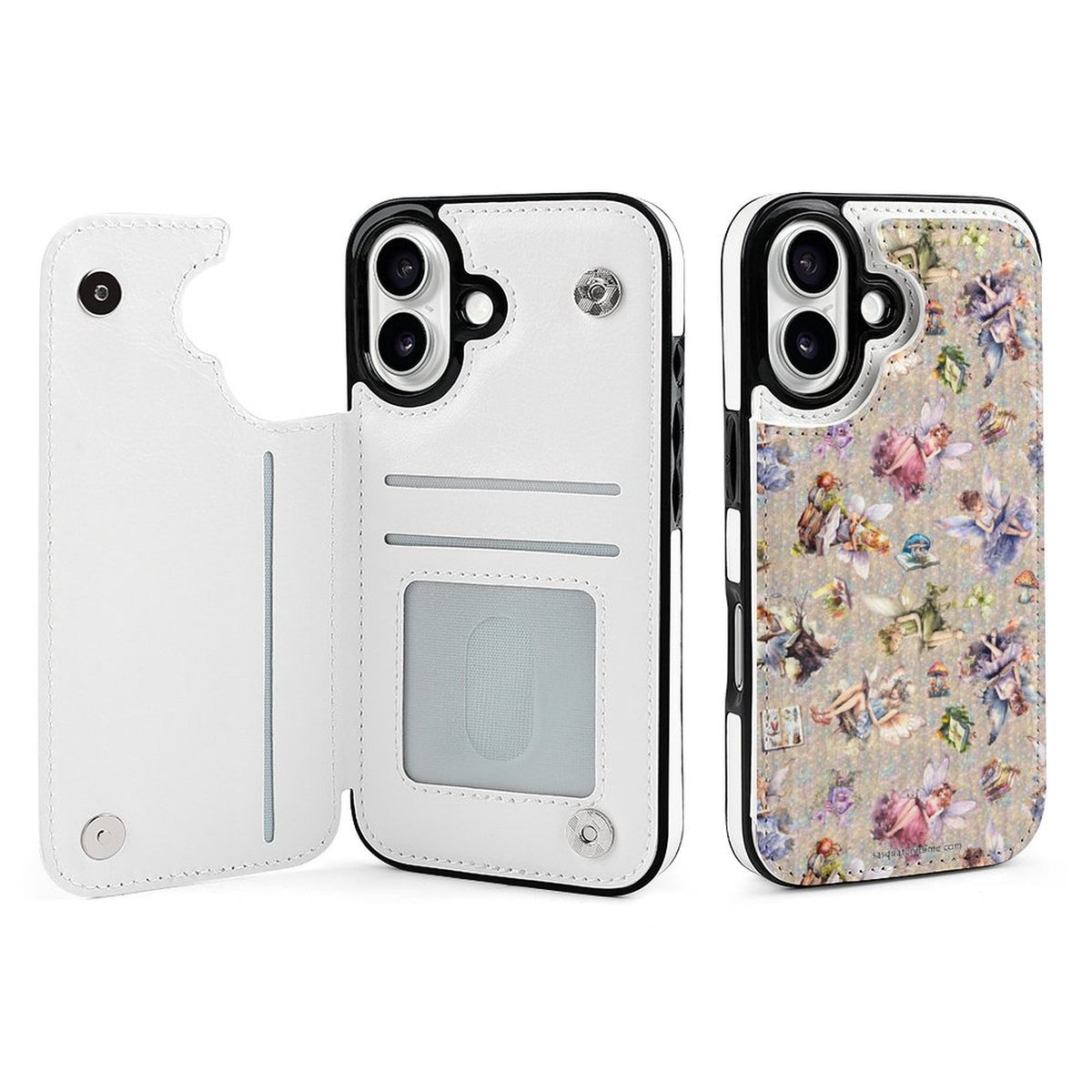 6 Fairy Designs, iPhone 16 Faux Leather Wallet Case