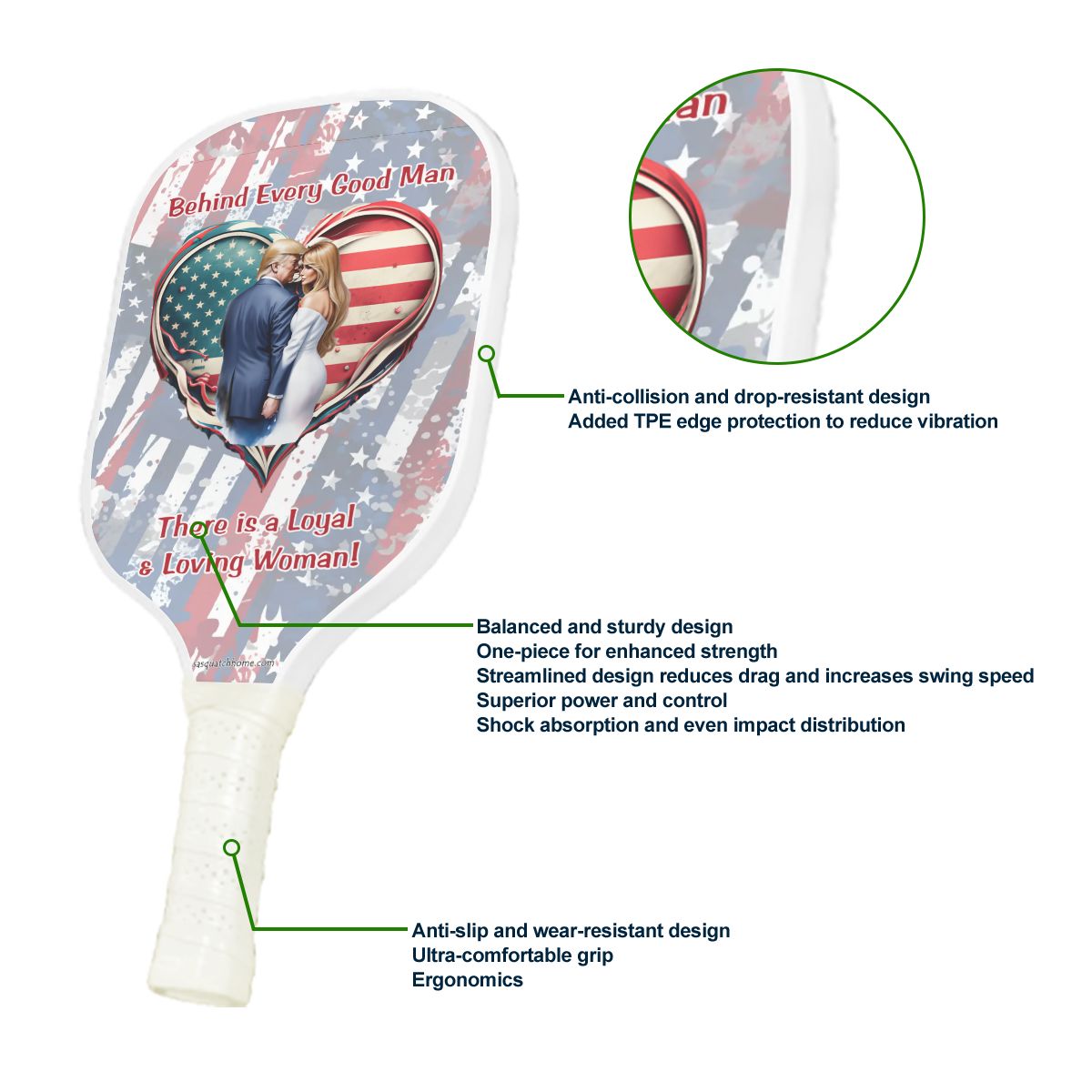 Donald & Melania Trump "Behind every goo man", Pickleball Paddle