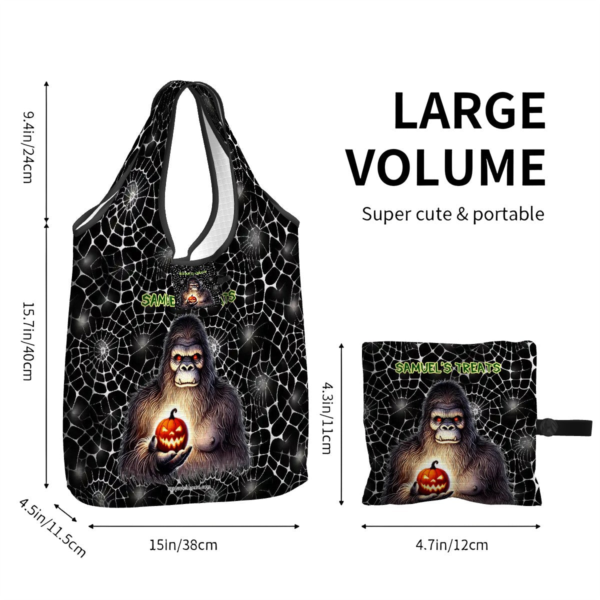 Bigfoot / Sasquatch Halloween Bag, Reusable Folding Bag