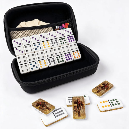 Cowboy Sasquatch Double 12 Mexican Train Dominoes Set