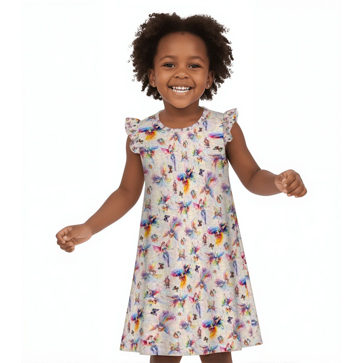 6 Pretty Fairy Designs, Girl's Flutter Sleeve Nightgown