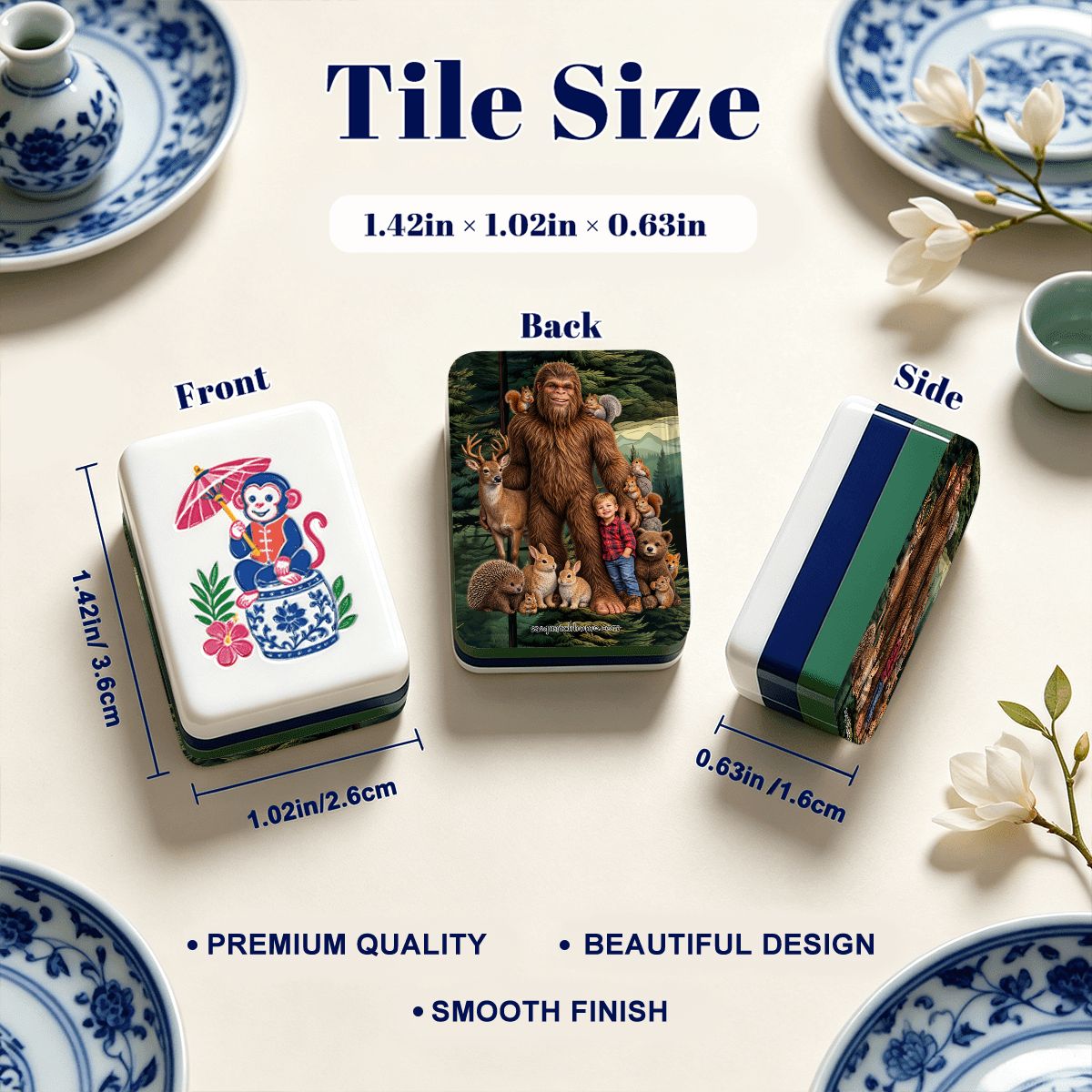 Sasquatch & Critters Chinoiserie Chic American Mahjong Tiles