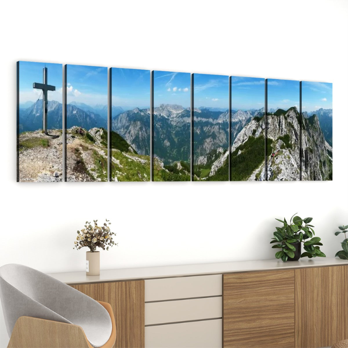 Mountainous Scenery - 8 Panels Canvas Prints Wall Art