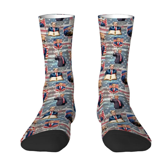 Donald Trump, MAGA, 19 Designs - Polyester Crew Socks, MAGA Socks, Patriotic Socks, Ankle Socks