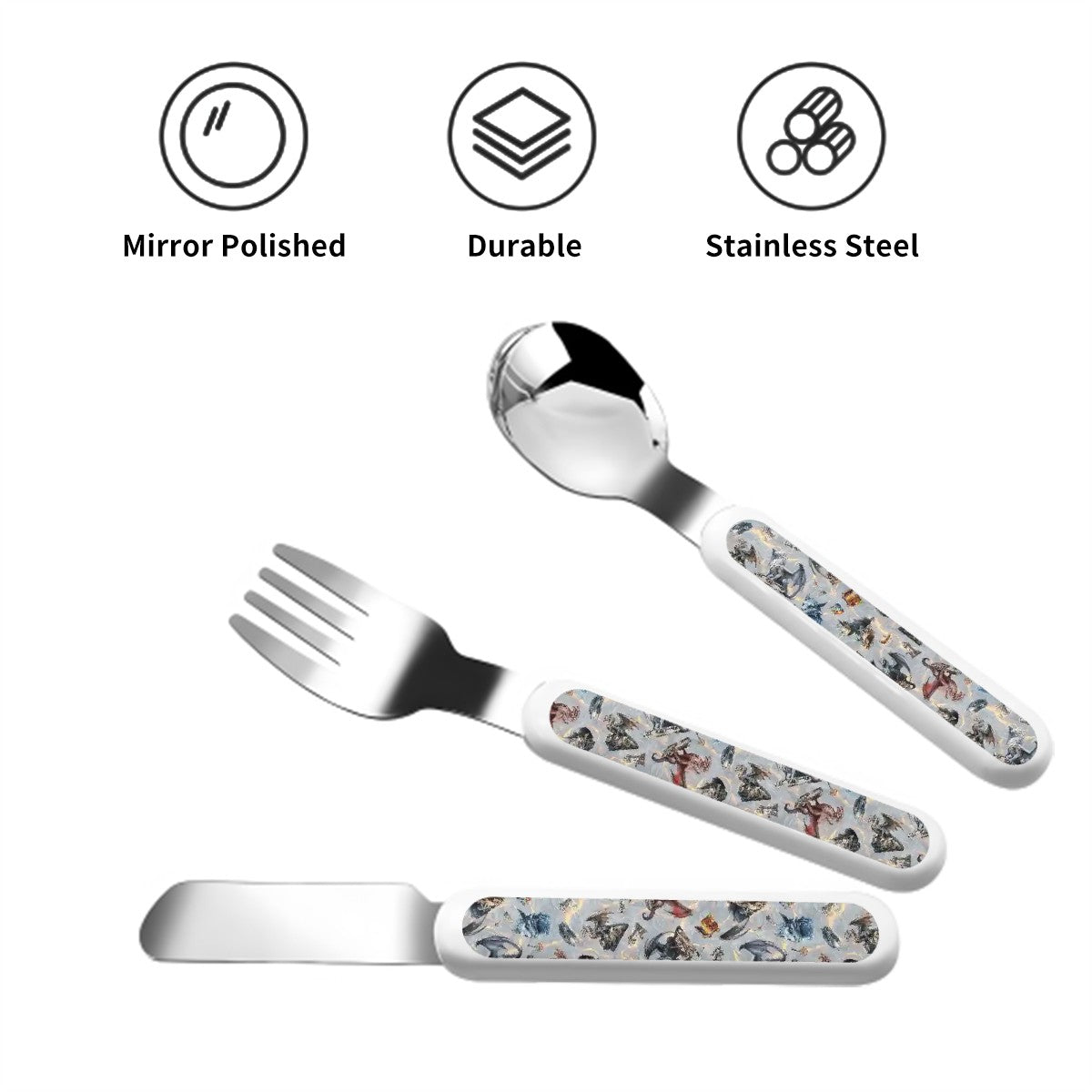 20 Misc Designs Kids Straight Handled Cutlery Set- Dragons, smurfs, zombies, alines