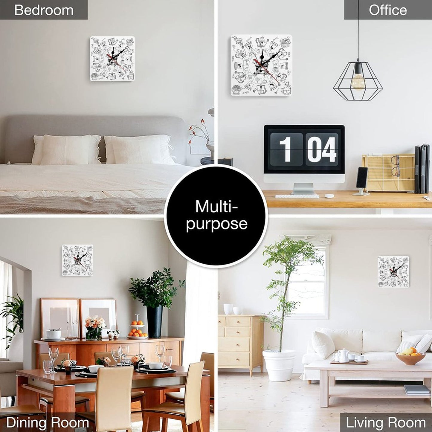 Gardening Square Wall Clock- Made in USA