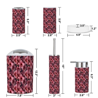 10 Beautiful Flower Designs, 5 Piece Bathroom Décor Set