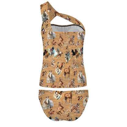 10 Animal Designs, Women One-Shoulder Tankini, Two Piece