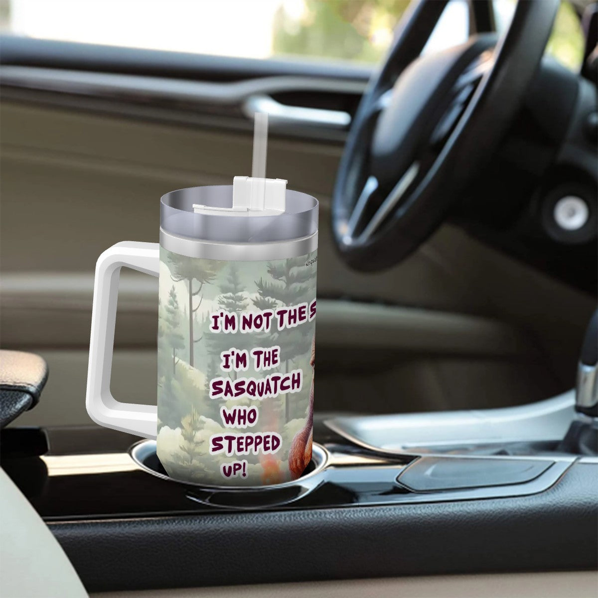 Sarcastic Sasquatch / Bigfoot 40 oz Stainless Steel Travel Coffee Mug with a Straw