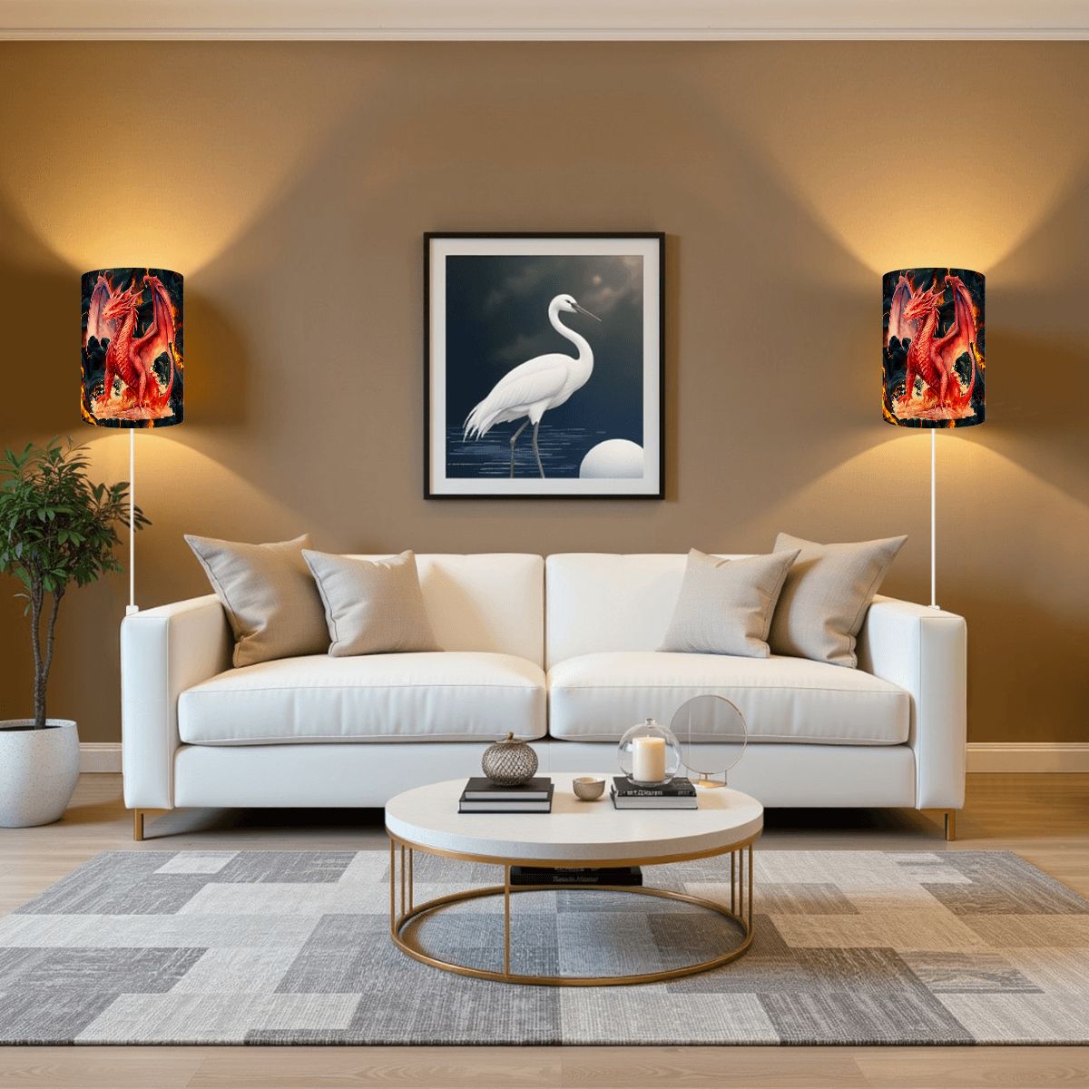 Red Fire Dragon, Wall Sconces, Set of 2, Plug In