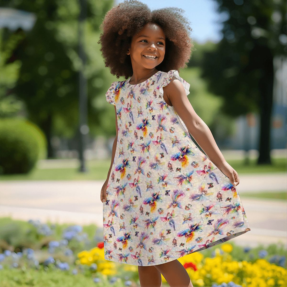 6 Pretty Fairy Designs, Girl's Flutter Sleeve Nightgown