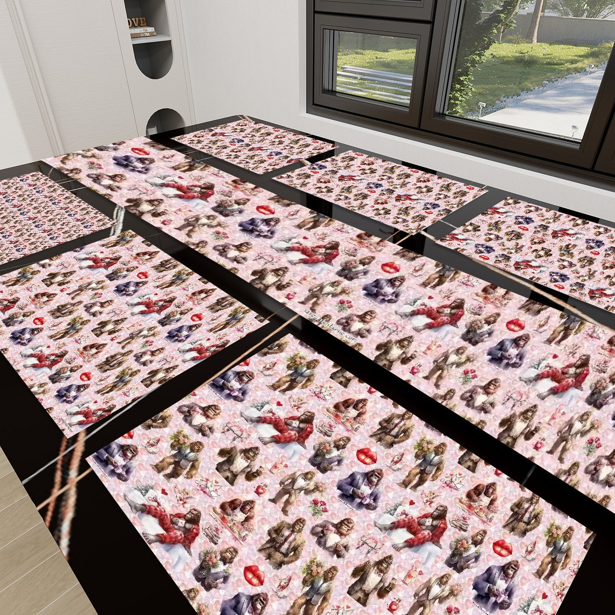 Sasquatch Awesome/Mythical Themed Table Runner, Placemats Set 7 Pieces