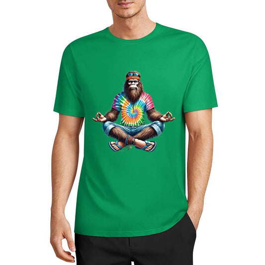 Bigfoot - Sasquatch Hippie Yoga Short Sleeve Cotton T-Shirt