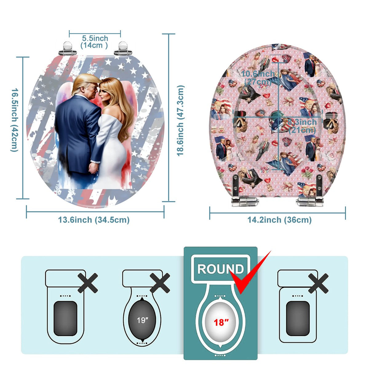 Donald & Melania Trump Universal Toilet Seat