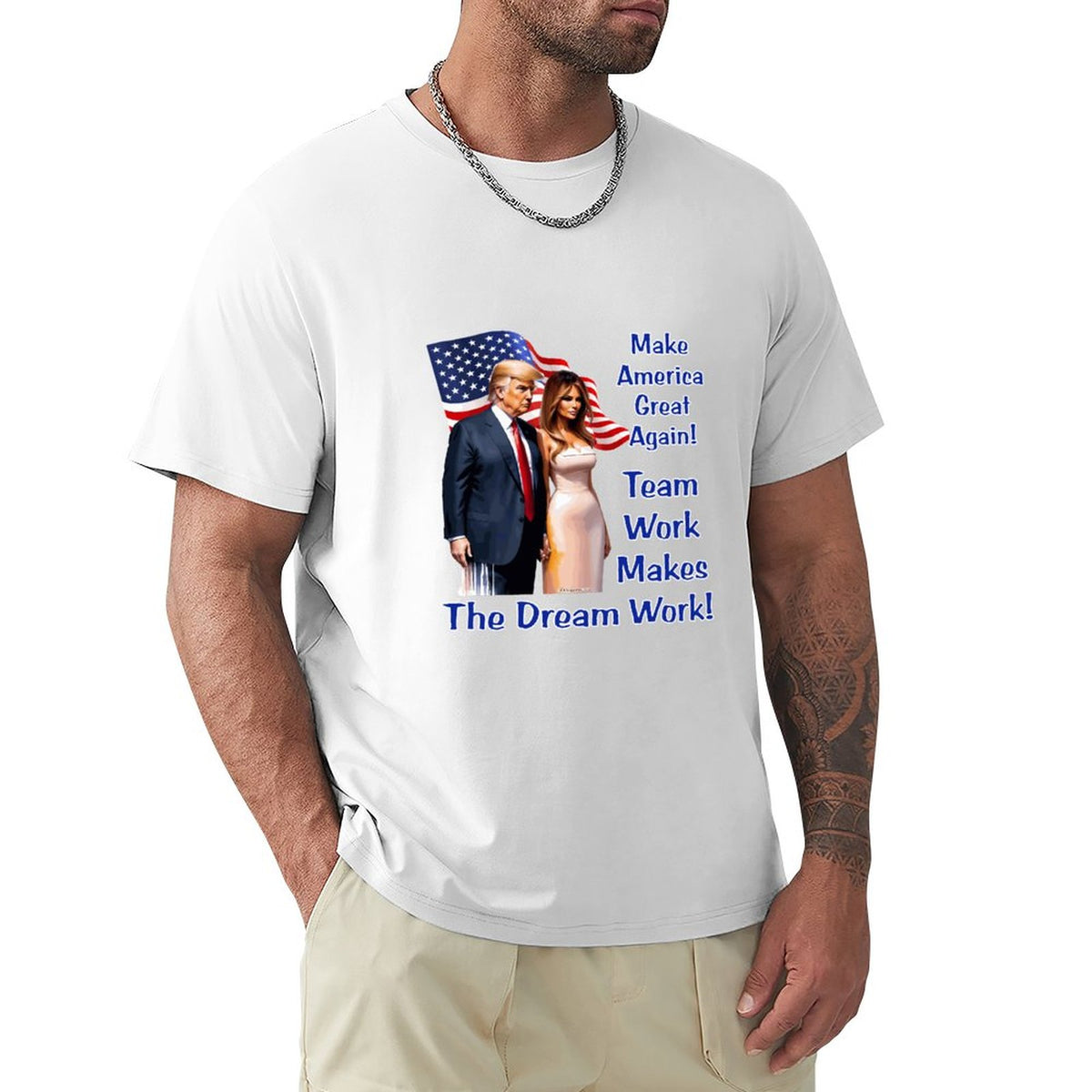 "Team Work makes the Dream work..", Donald Trump, Short Sleeve Cotton T-shirt