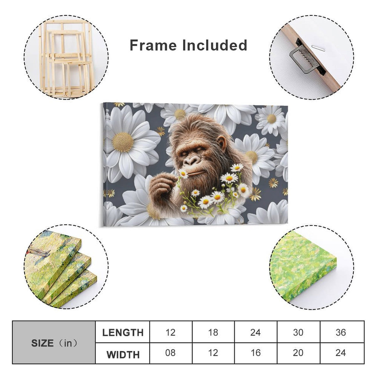 Sasquatch "Smell the Flowers" Hanging Poster (Horizontal 3:2)-12x18 inch/ 8x12 inch