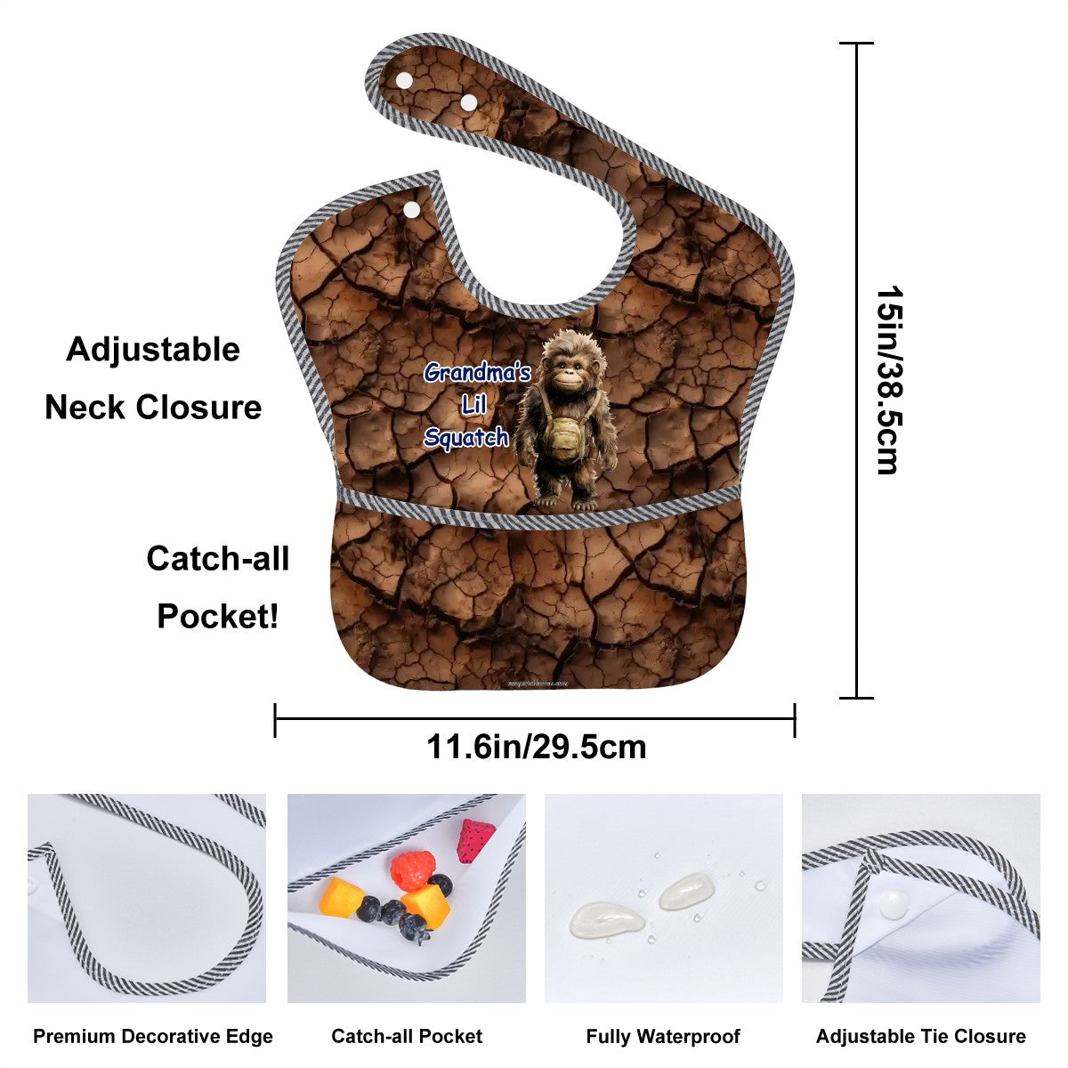 "Grandma's Little Squatch", Baby Bibs Customized Services