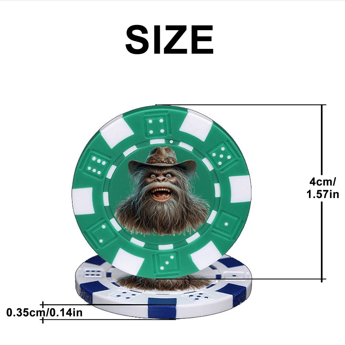 Sasquatch Blow Kiss 10 Piece Poker Chips Set