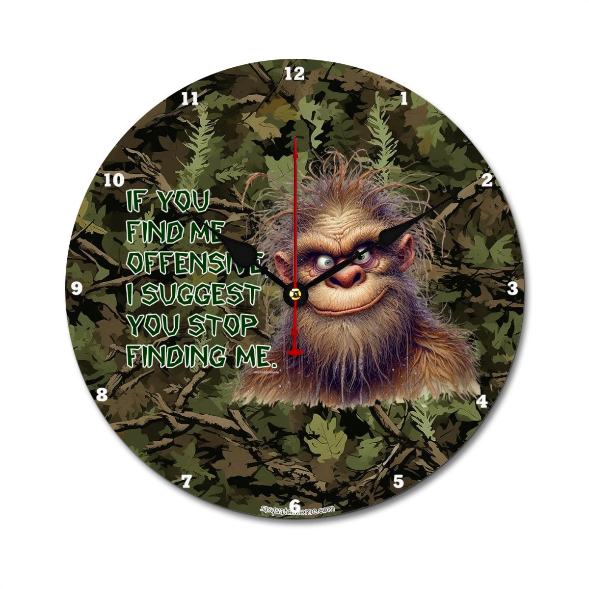 Bigfoot Sasquatch "If you find me..", Wooden Wall Clock- Made in USA