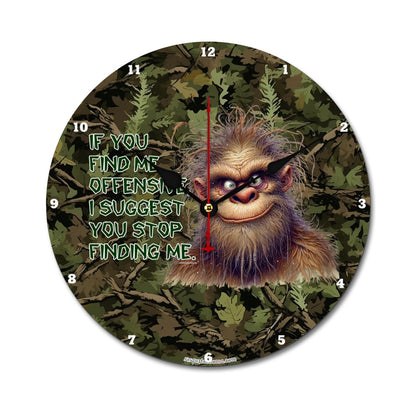 Bigfoot Sasquatch "If you find me..", Wooden Wall Clock- Made in USA