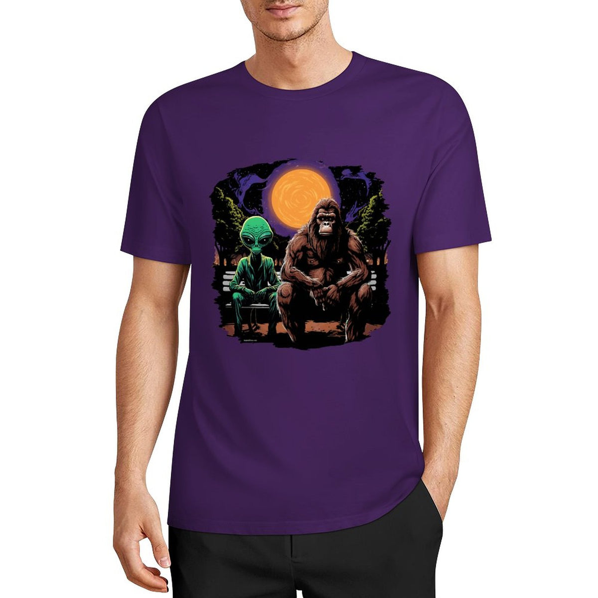 Bigfoot - Sasquatch & Alien Short Sleeve Cotton T-Shirt