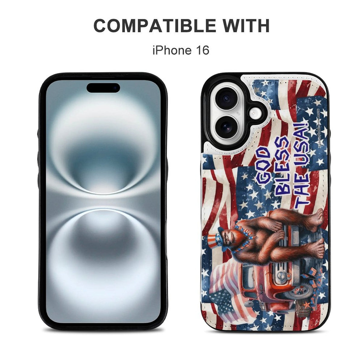 Patriotic Sasquatch / Bigfoot, iPhone 16 Faux Leather Wallet Case