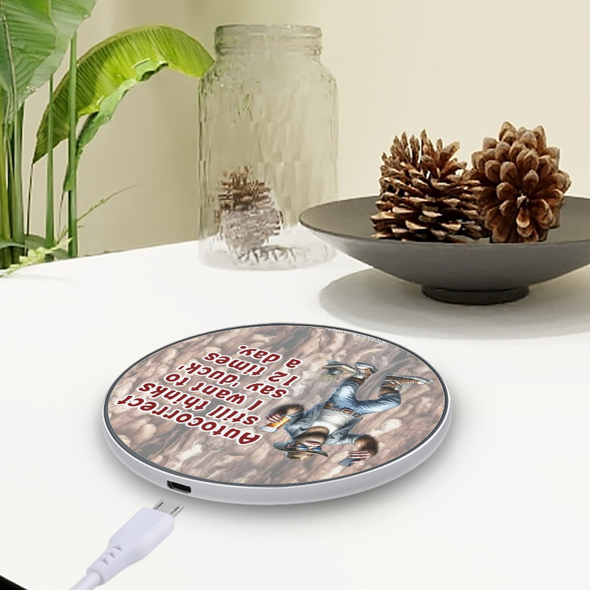 Sasquatch, Bigfoot, "Autocorrect still thinks...", Wireless Charger