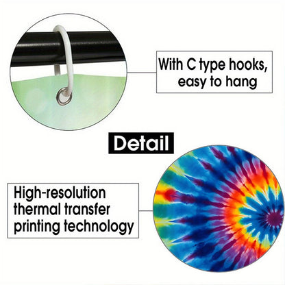 19 Tie Dye Designs, Waterproof Polyester Shower Curtain – Made in the USA – 70.8x70.8”