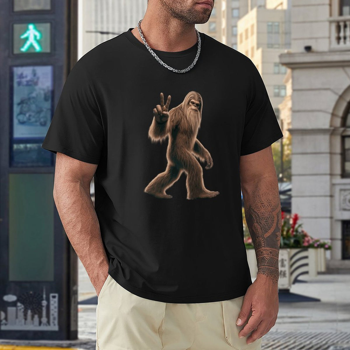 Bigfoot, Sasquatch, Short Sleeve Cotton T-shirt