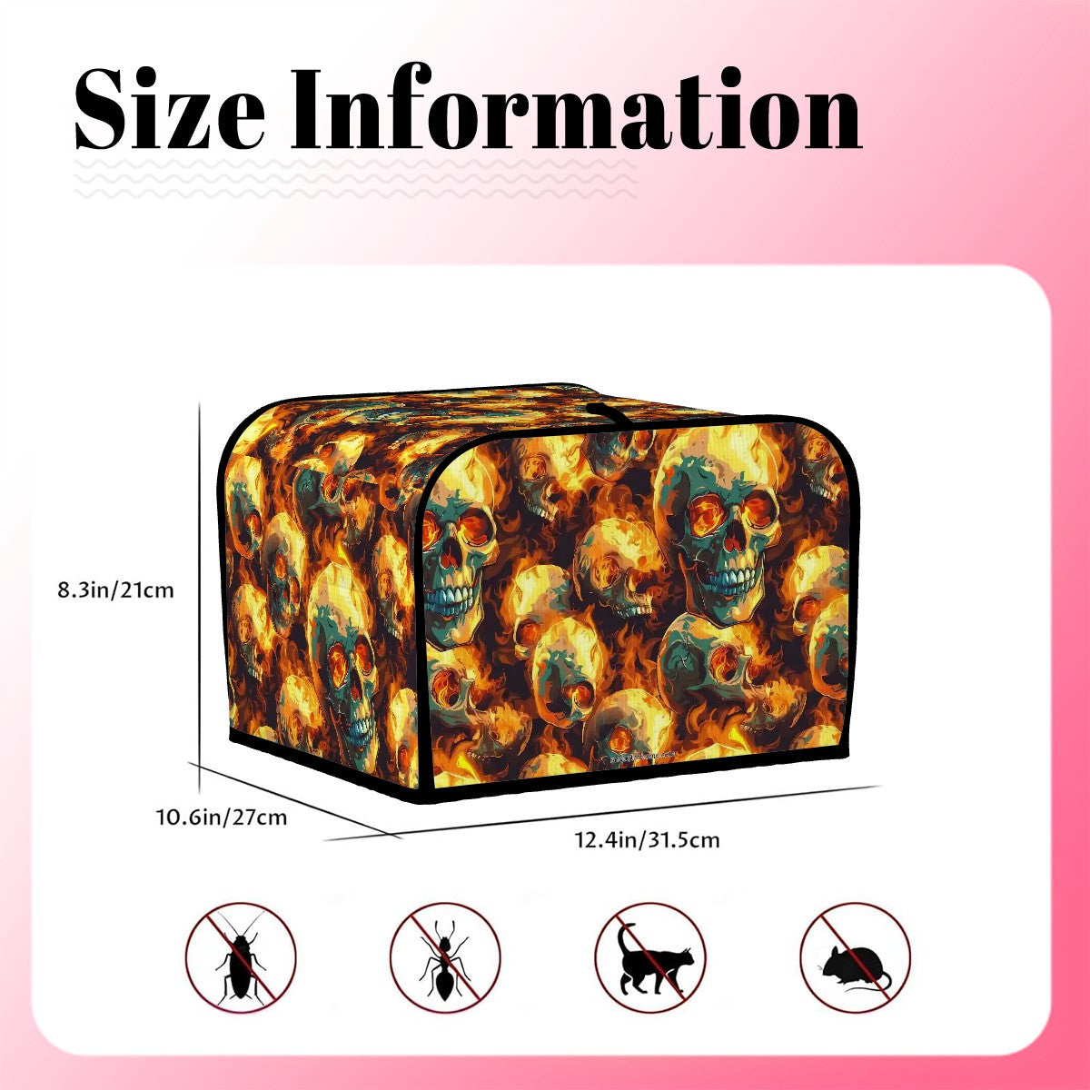 Flaming Skulls, 4 Slice Toaster Cover
