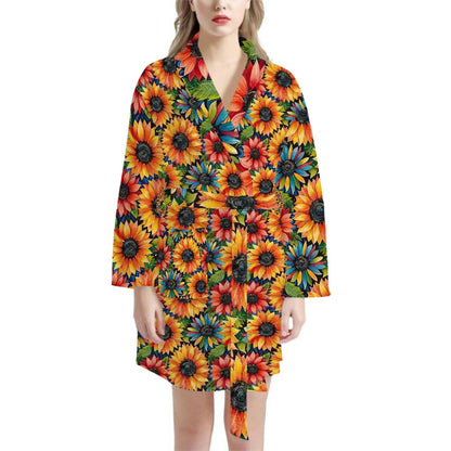 Sunflower Design, Women’s Bath Robe 33.5” Long