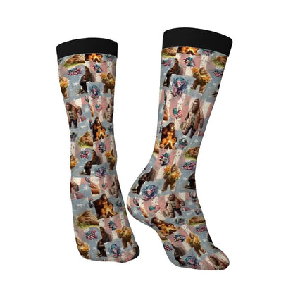 Bigfoot, Sasquatch 19 Designs - Polyester Crew Socks, Bigfoot Socks, Sasquatch Socks, Bigfoot Crew
