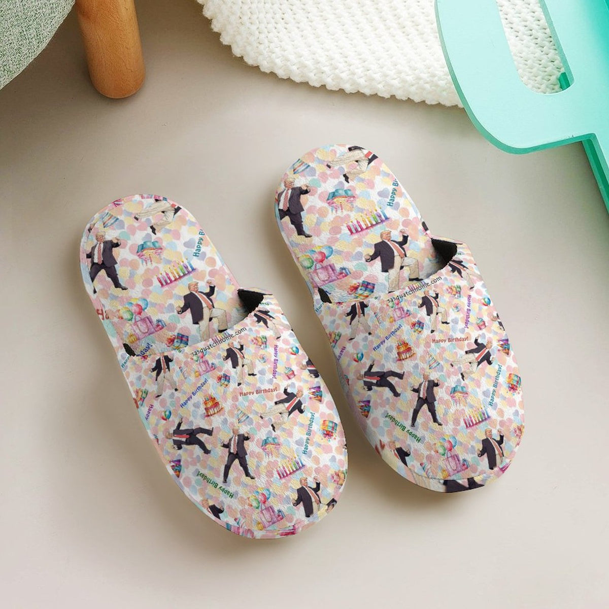 20 Trump Designs, Children's Cotton Flannel Slippers