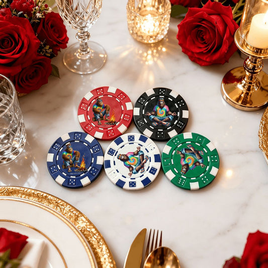 Hippie Tie Dye Sasquatch 10 Piece Poker Chips Set