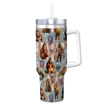 Sasquatch Themed 40 oz Travel Coffee Mug with a Straw