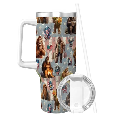 Sasquatch Themed 40 oz Travel Coffee Mug with a Straw