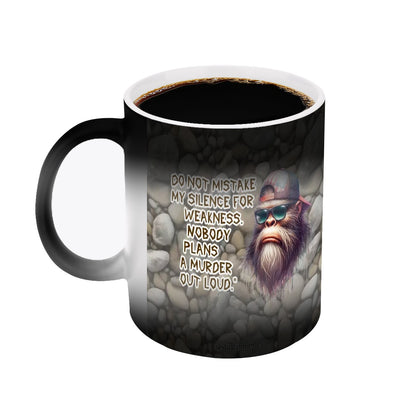 Sarcastic Sasquatch, "Mistake, Silence " Color Changing 11oz MugColor Changing 11oz Mug, Coffee Cup
