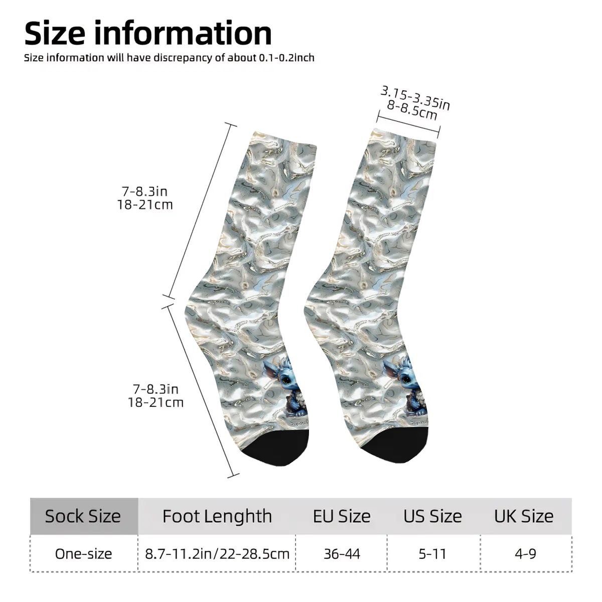 Baby Dragon on Silver, Polyester Crew Socks