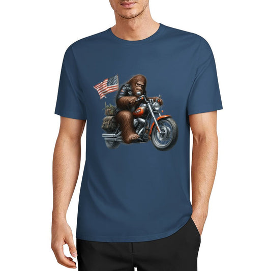 Bigfoot - Sasquatch on Motorcycle Short Sleeve Cotton T-Shirt