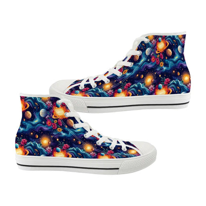 12 Galaxy, Outer Space Designs, Women's High Top Canvas Shoes