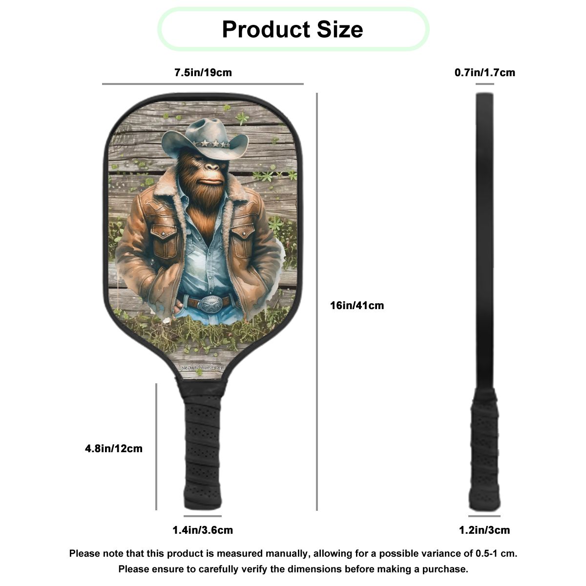 Cowboy Sasquatch / Bigfoot Pickleball Paddle