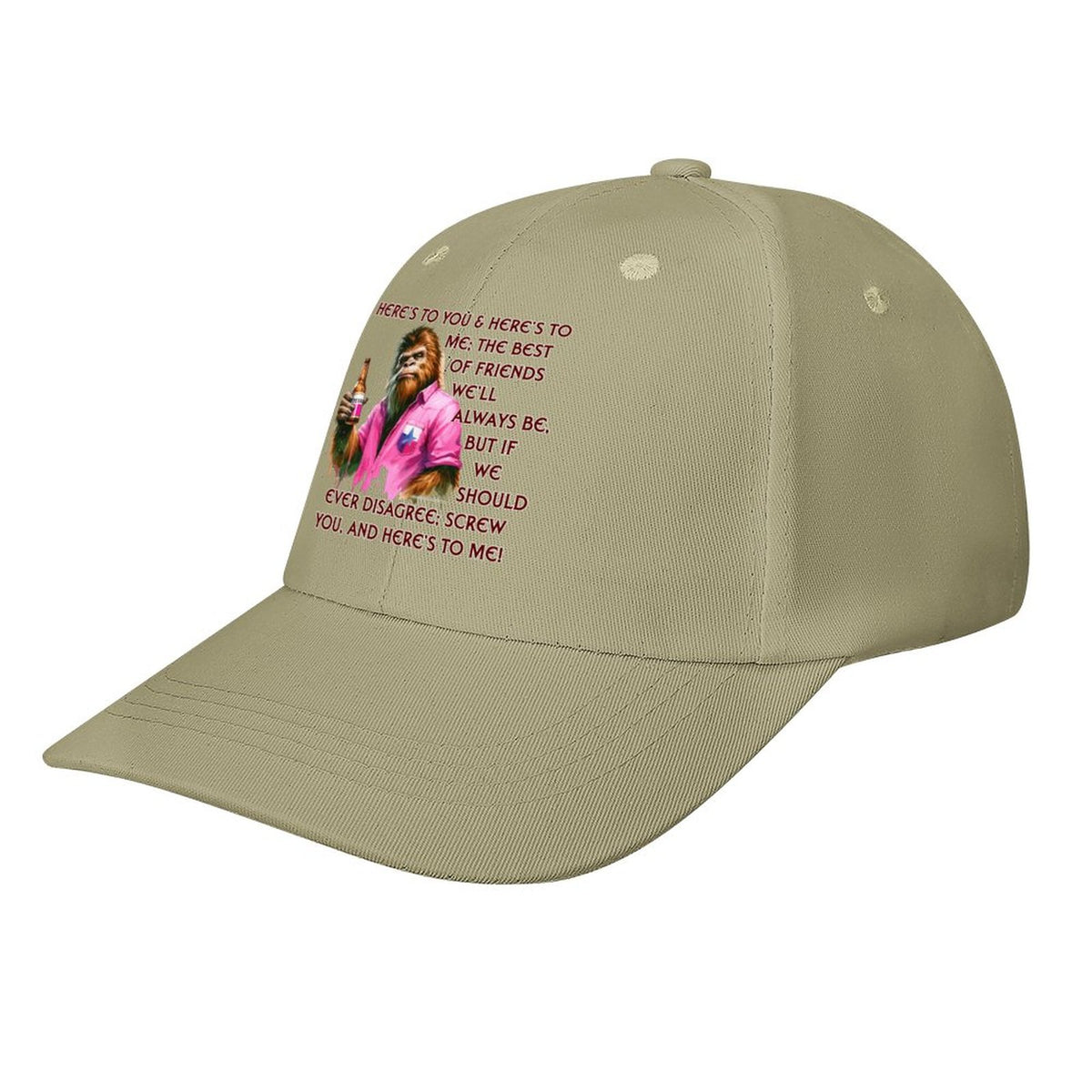 Bigfoot, Sasquatch “Here's to you..", Baseball Cap – 8 Colors