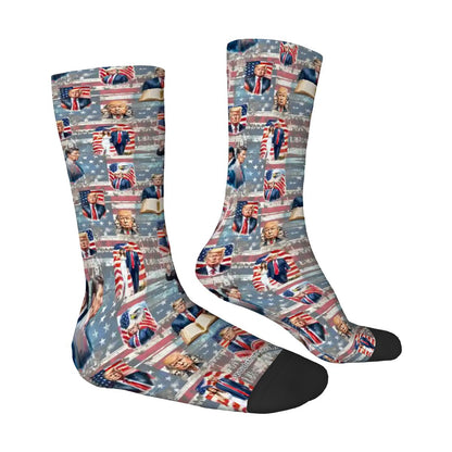 Donald Trump, MAGA, 19 Designs - Polyester Crew Socks, MAGA Socks, Patriotic Socks, Ankle Socks